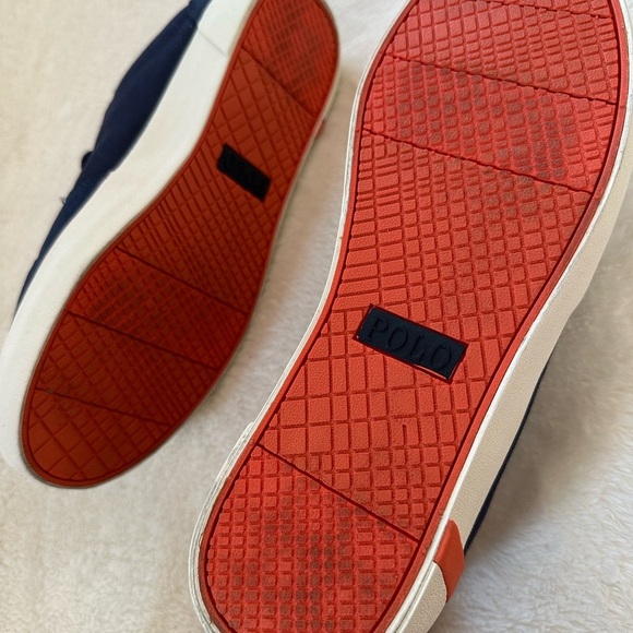 Ralph Lauren Polo Men’s Sneakers in Navy and Orange - Picture 7 of 8